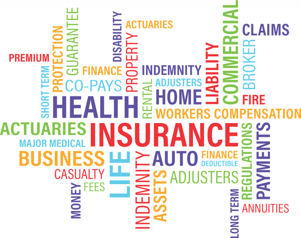 A slew of words describing the types of insurance vehicles offered to small businesses.